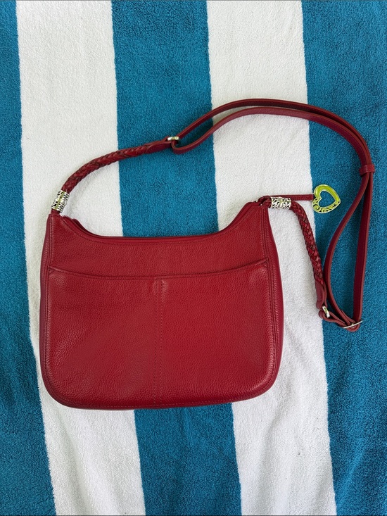 Brighton Handbags - Brighton Red Leather Shoulder Bag with Braided Strap